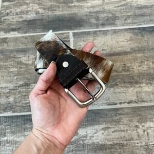 Safari Hair-On Cowhide Leather Belt Size 40 Brown White Western Rodeo 1.5"